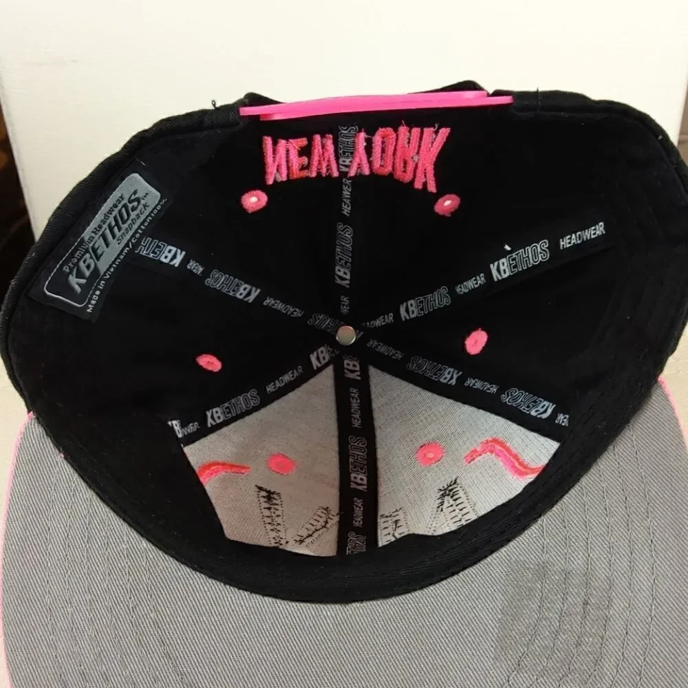 (3/$20) KBETHOS black and neon pink New York cap